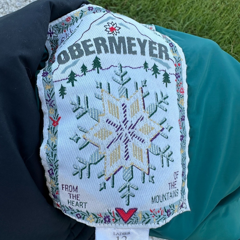 Obermeyer Green and Black Puffer Jacket with High Collar - Picture 3 of 3